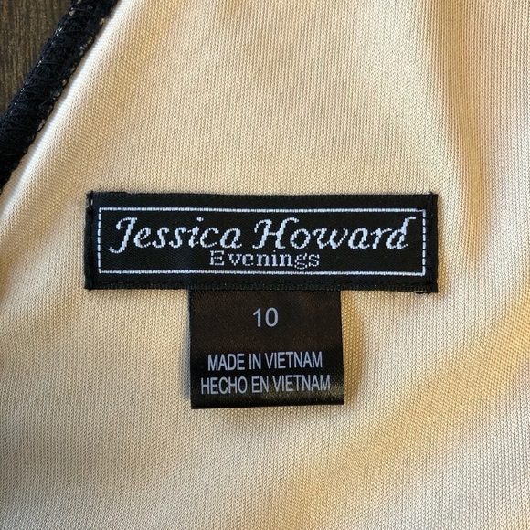 Jessica Howard Evenings Black Lace V-neck Shutter Pleat Cocktail Dress, 10 - Picture 5 of 11